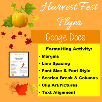 Google Docs Lessons Autumn Formatting A Harvest Fest Flyer Tpt