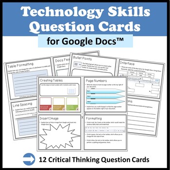 Preview of Technology Activities Question Cards for Google Docs™ - 2024 Update