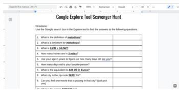 Preview of Google Docs Scavenger Hunt