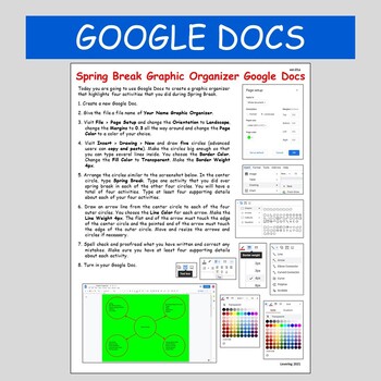 Preview of Google Docs Spring Break Graphic Organizer Google Classroom
