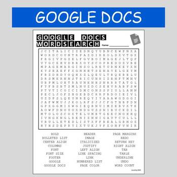 Google Docs Word Search By Cosmo Jack S Technology Resources Tpt