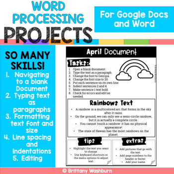 Preview of Google Docs and Word Processing Projects {12 Months}