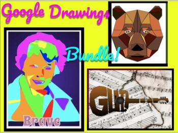 Preview of Google Drawings Art Project Bundle - 3 Projects - Digital Art