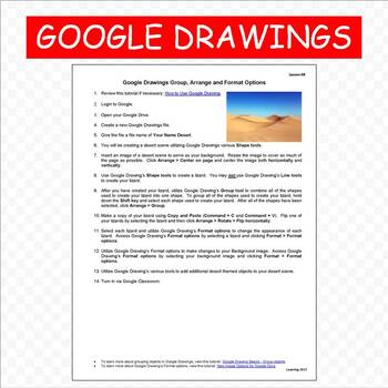 Preview of Google Drawings Group, Arrange and Format Options Google Classroom