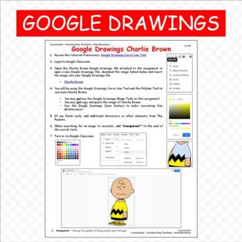 Preview of Google Drawings The Peanuts Charlie Brown Google Classroom FREE