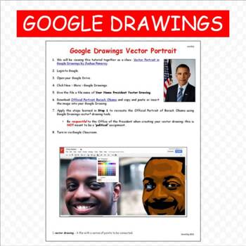 Google Drawings Vector Portrait Lesson Obama Google Classroom Tpt