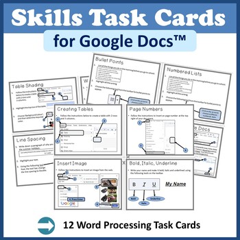 Preview of Word Processing Task Cards for Google Docs™