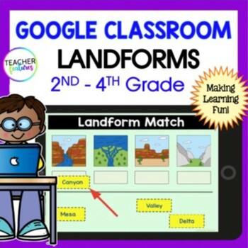 Preview of LANDFORMS & BODIES OF WATER 3rd 4th GRADE Google Slides EASEL Geography Activity