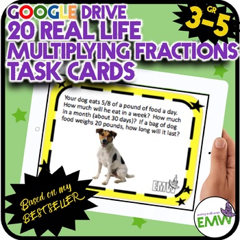 Preview of Distance Learning Google Classroom Multiplying Fractions Task Cards