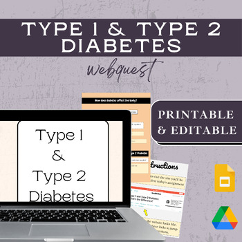 Preview of Google Drive |ONLINE Endocrine Type 1 and Type 2 Diabetes WEBQUEST ACTIVITY