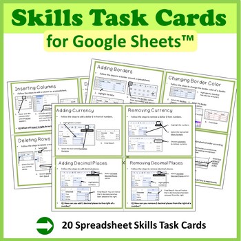 Preview of Spreadsheets Task Cards for Google Sheets™ - 2024 update