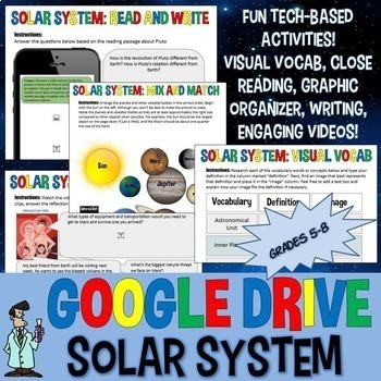 Preview of Google Drive Solar System Astronomy INB Jr High Science TX TEKS 6.11A 6.11C 7.9A