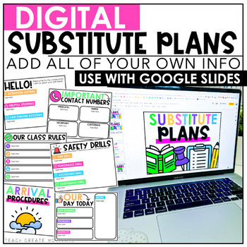 Preview of Digital Substitute Plans - Editable Sub Plan Templates