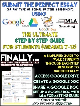 Preview of Google Drive and Docs using MLA Formatting: Step-by-step PRINTABLE for Students