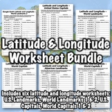 Latitude and Longitude Worksheet Bundle