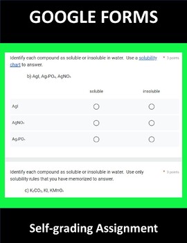 Google FORMS AP Chemistry Aqueous Solutions Homework Handouts