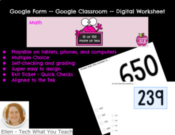 Preview of Google Form 2.7B 10 or 100 more or less  - Digital Learning