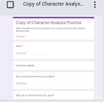 Preview of Google Form: Drama Digital Worksheet - Character Analysis - Method Acting