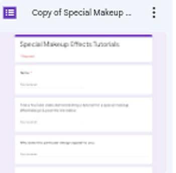Preview of Google Form: Drama Digital Worksheet - Exploring Special Makeup Effect Tutorials