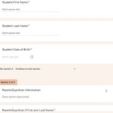 Google Form:  Editable Student Information Back to School