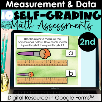 Preview of Google Form Math Assessments | Measurement, Data, Time (MD) | 2nd Grade