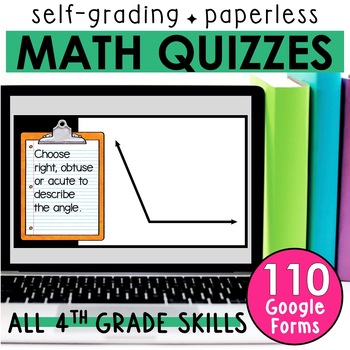 Preview of 4th Grade Math Assessment and Paperless Self-Grading Math Quizzes