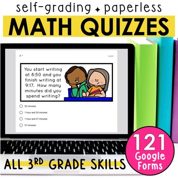 Preview of 3rd Grade Math Assessment and Paperless Self-Grading Math Quizzes
