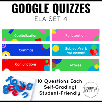 Preview of Google Form Assessments for ELA | Punctuation, Capitalization, Commas