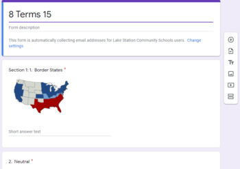 Preview of Google Forms 8th Terms Ch.15 PH America: History of Our Nation Distance Learning