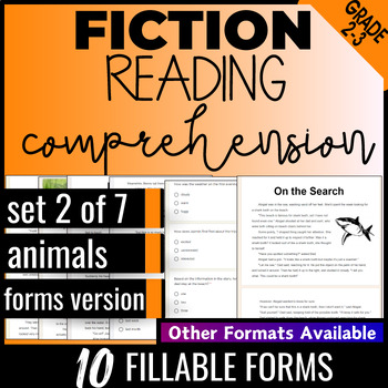 Preview of Google Forms Animals Fiction Reading Comprehension Digital Resources