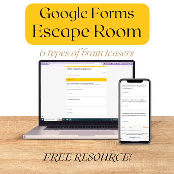 Preview of Google Forms-Brain Teaser Digital Escape Room