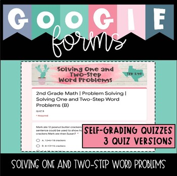 Preview of Google Forms™ Distance Learning | 2nd Math Problem Solving Paperless Quizzes
