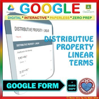 Preview of Use with Google Forms: Distributive Property [FIRST INTRODUCTORY]
