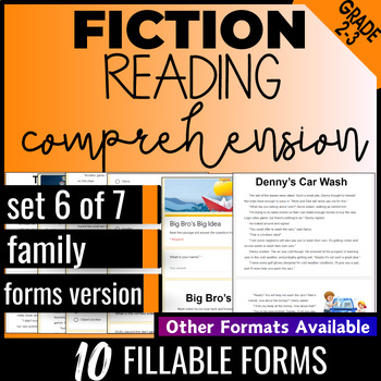 Preview of Google Forms Family Fiction Reading Comprehension Digital Resources |Set6
