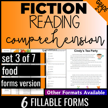 Preview of Google Forms Food Fiction Reading Comprehension Digital Resources |Set3