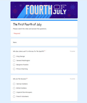 Preview of Google Forms - Liberty's Kids - The First 4th of July -  Ep.114 