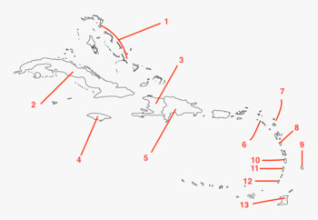blank caribbean islands map