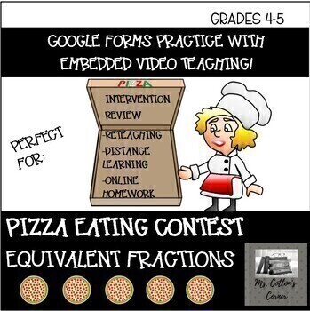 Preview of Google Forms Pizza Eating Contest - Equivalent Fractions - Distance Learning