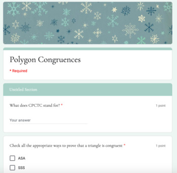 Preview of Google Forms - Polygon Congruence Quiz - Digital Resource