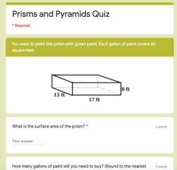 Preview of Google Forms - Prisms and Pyramids - Digital Resource