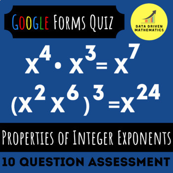 Preview of Google Forms™ Quiz - Properties of Integer Exponents - 8.EE.1 Distance Learning