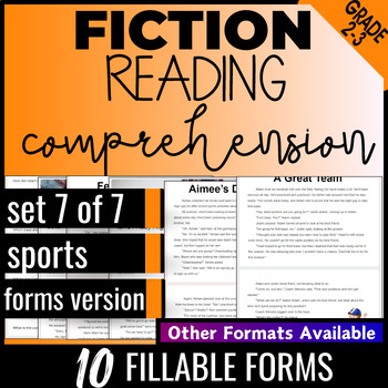 Preview of Google Forms Sports Fiction Reading Comprehension Digital Resources |Set 7