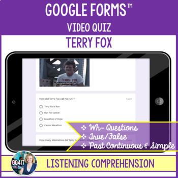 Preview of Google Forms™ | Terry Fox | Listening Comprehension Quiz | Editable