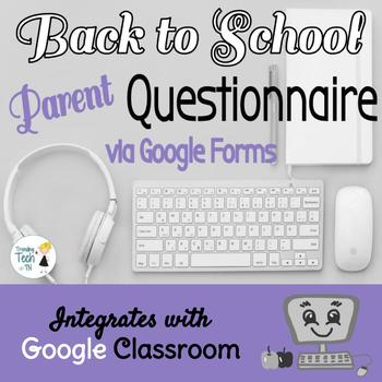 Preview of Back to School Google Forms Questionnaire for PARENTS