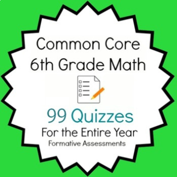 Preview of Google Forms & Word Docs Common Core 6th Grade Math Quiz Bundle - 99 Quizzes