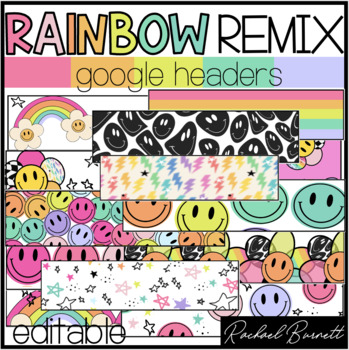 Preview of Google Headers // Rainbow Remix 90's retro classroom decor