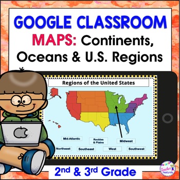 Preview of Map Skills US REGIONS CONTINENTS & OCEANS Google Slides & EASEL
