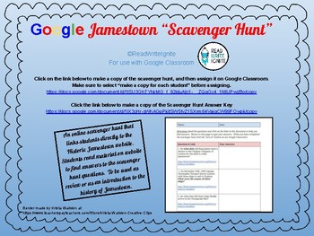 Preview of Google Jamestown Scavenger Hunt