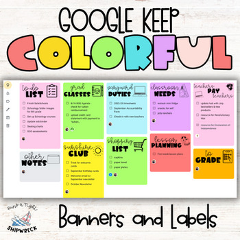 Preview of Google Keep Colorful Labels Headers Banners for Organization and To Do Lists