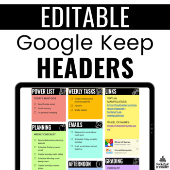 Preview of Google Keep Headers | EDITABLE
